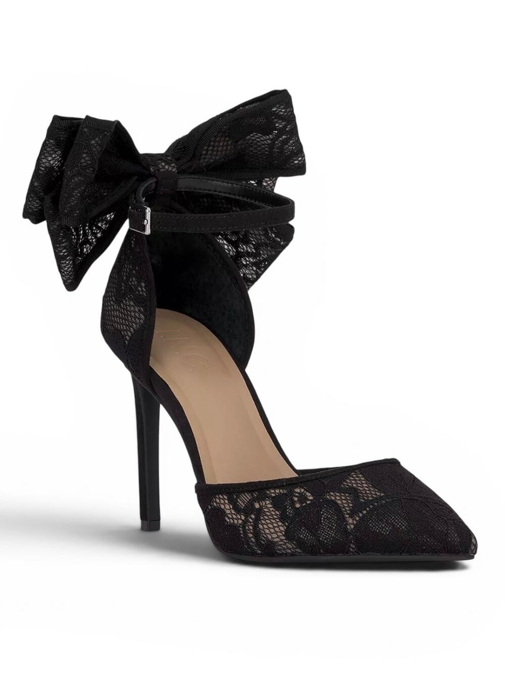 I.N.C. International Concepts Sanira Black Lace Bow Pumps Size 8 Stiletto Dressy